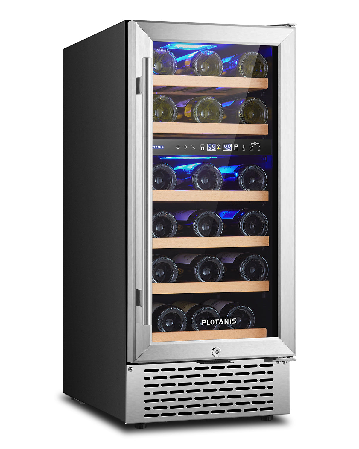 Plotanis 15 Inch Wine Cooler Refrigerator 28 Bottles Capacity Dual Zone Single Door