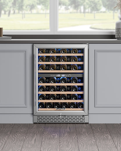 Plotanis 24 Inch Wine Cooler Refrigerator 54 Bottles Capacity Dual Zone Single Door