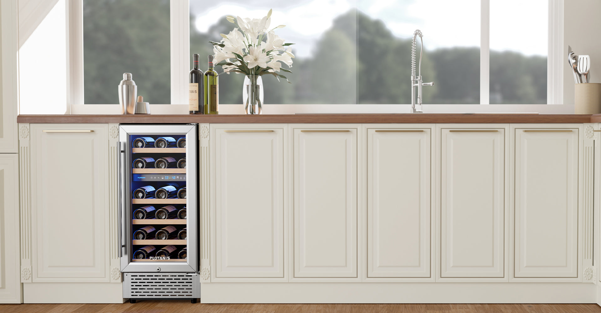 Plotanis-15-inch-dual-zone-wine-fridge-under-in-kitchen