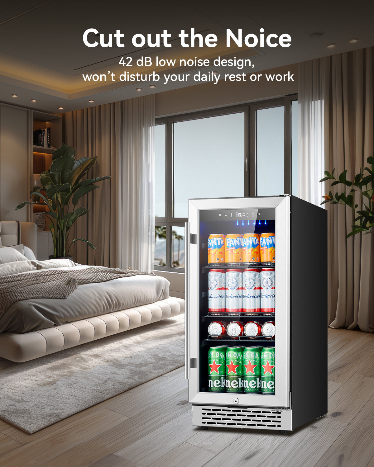 Plotanis-15-inch-mini-beverage-fridge-42-dB-low-noise-design-PL-100A