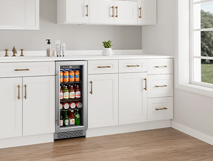 Plotanis-15-inch-mini-beverage-fridge-under-counter-in-bathroom