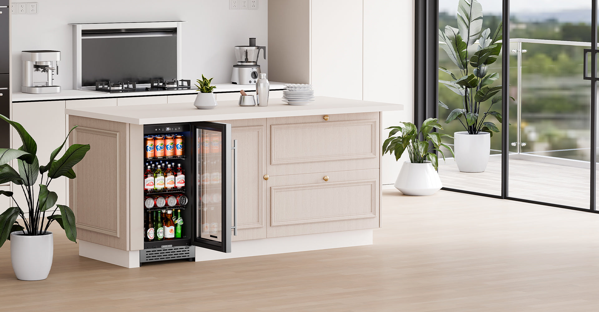 Plotanis-15-inch-mini-beverage-fridge-under-counter-in-dining-room