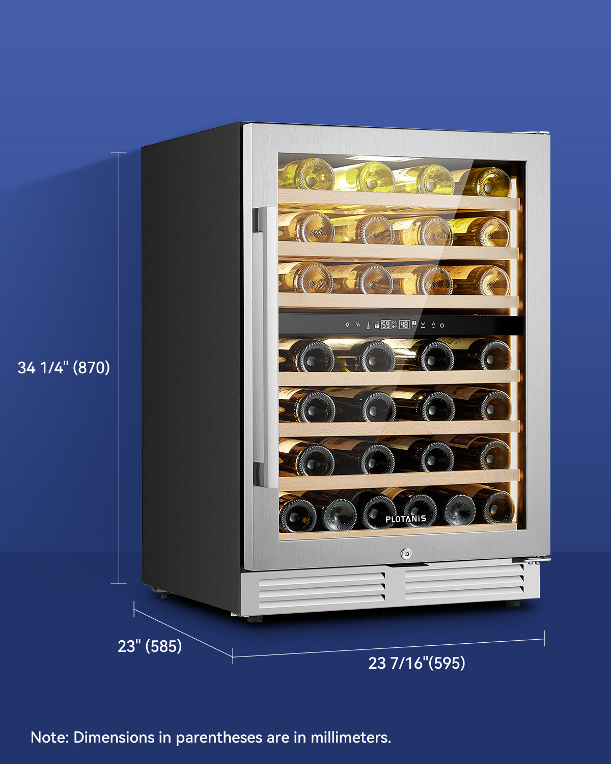 Plotanis 24 Inch Dual Zone Wine Fridge Size