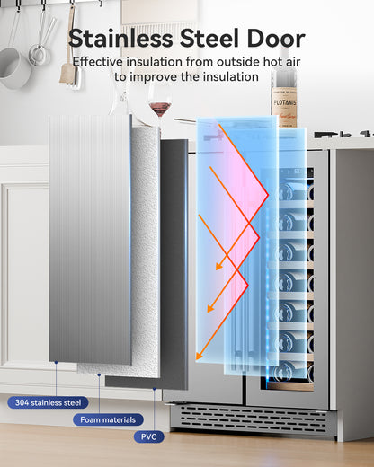 Plotanis-24-inch-dual-zone-wine-and-beverage-fridge-with-stainless-steel-door