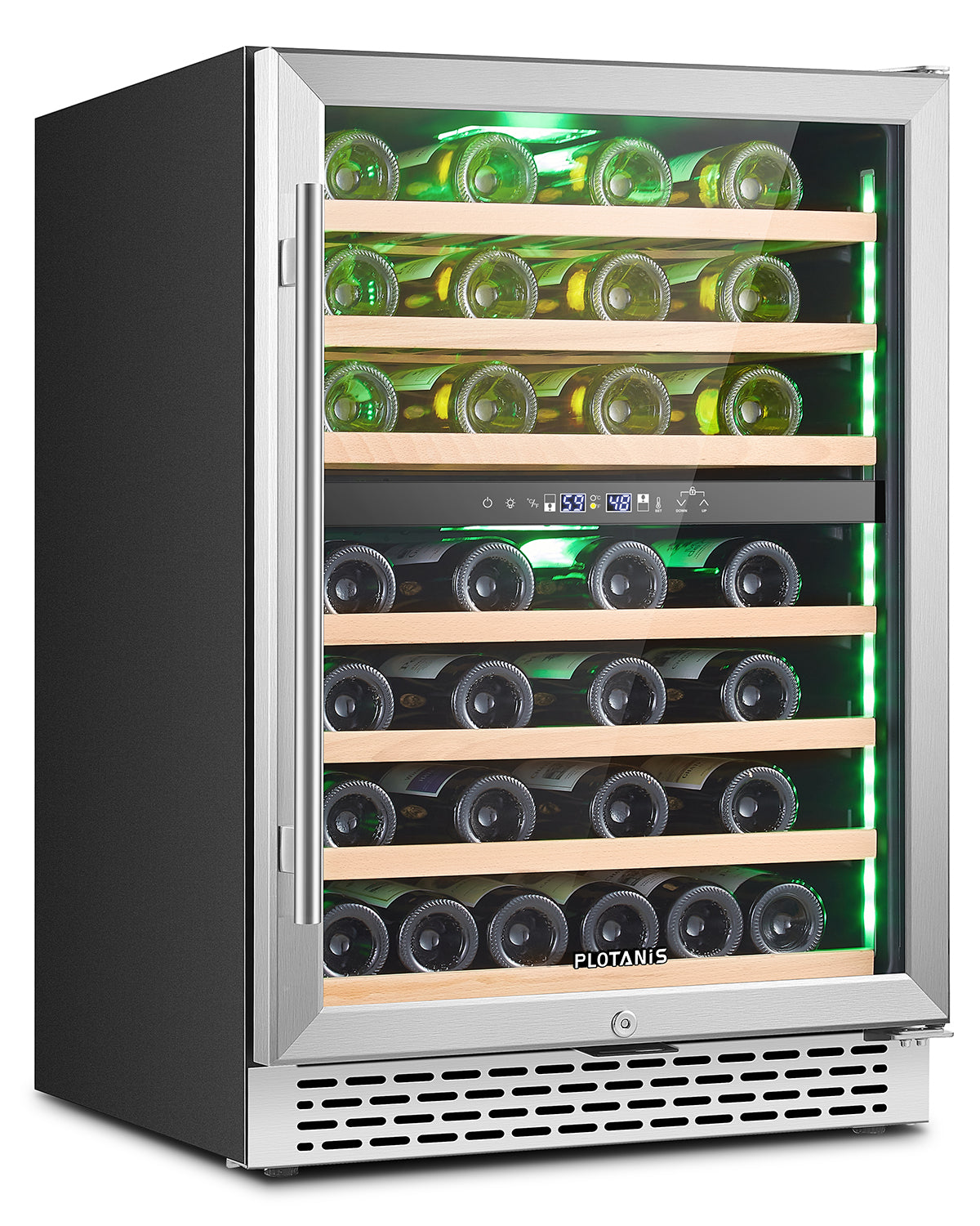 Plotanis 24 Inch Wine Cooler Refrigerator 54 Bottles Capacity Dual Zone Single Door