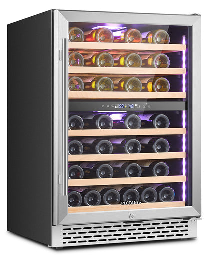 Plotanis 24 Inch Wine Cooler Refrigerator 54 Bottles Capacity Dual Zone Single Door