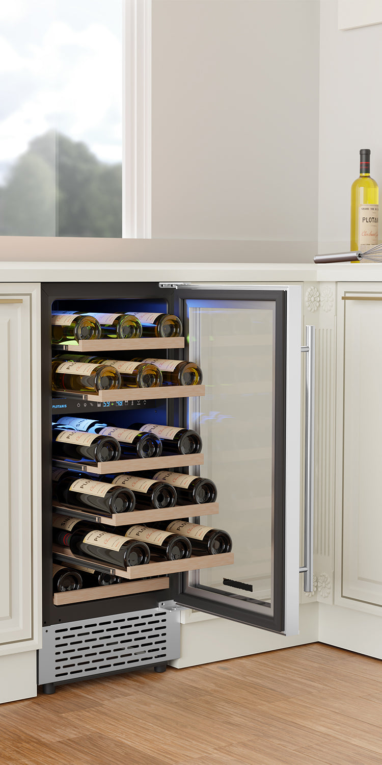 Plotanis 15 inch dual zone wine fridge smooth easy glide with ball-bearing rails lookbook-2