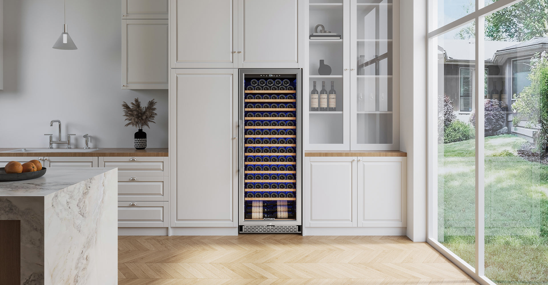 Plotanis 24 inch large wine fridge built-in livingroom